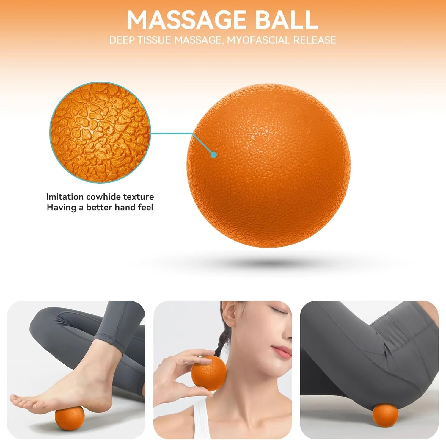 5 in 1 Foam Roller Set, Trigger Point Foam Roller, Yoga Stick, Massage Ball, Resistance Band for Whole Body, Orange