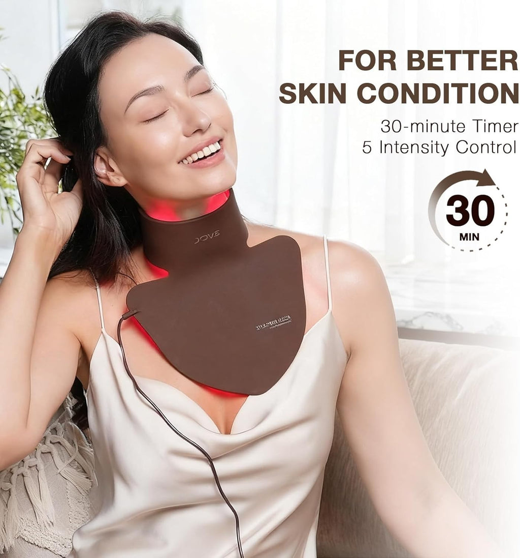JOVS Red Light Therapy Neck & Chest Mask, LED Red Light Therapy for Neck, 66 LED