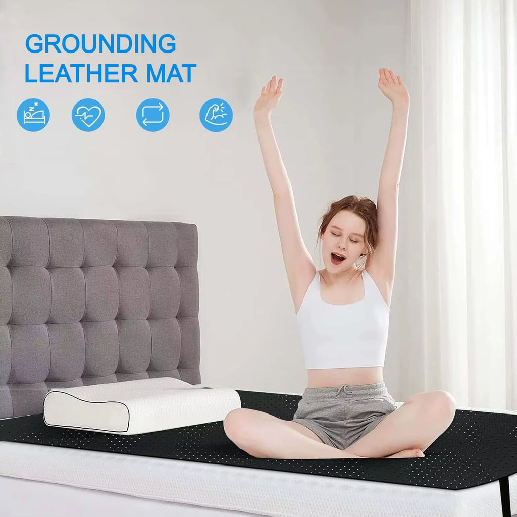 Grounding Sheet Combo, Grounding Mat, Perforated Design 100% Conductive Carbon Faux Leather Grounding Mat.