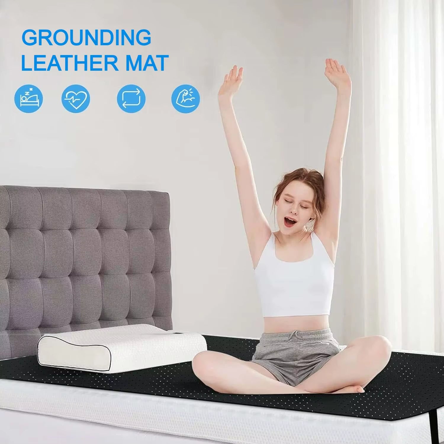 Grounding Sheet Combo, Grounding Mat, Perforated Design 100% Conductive Carbon Faux Leather Grounding Mat.