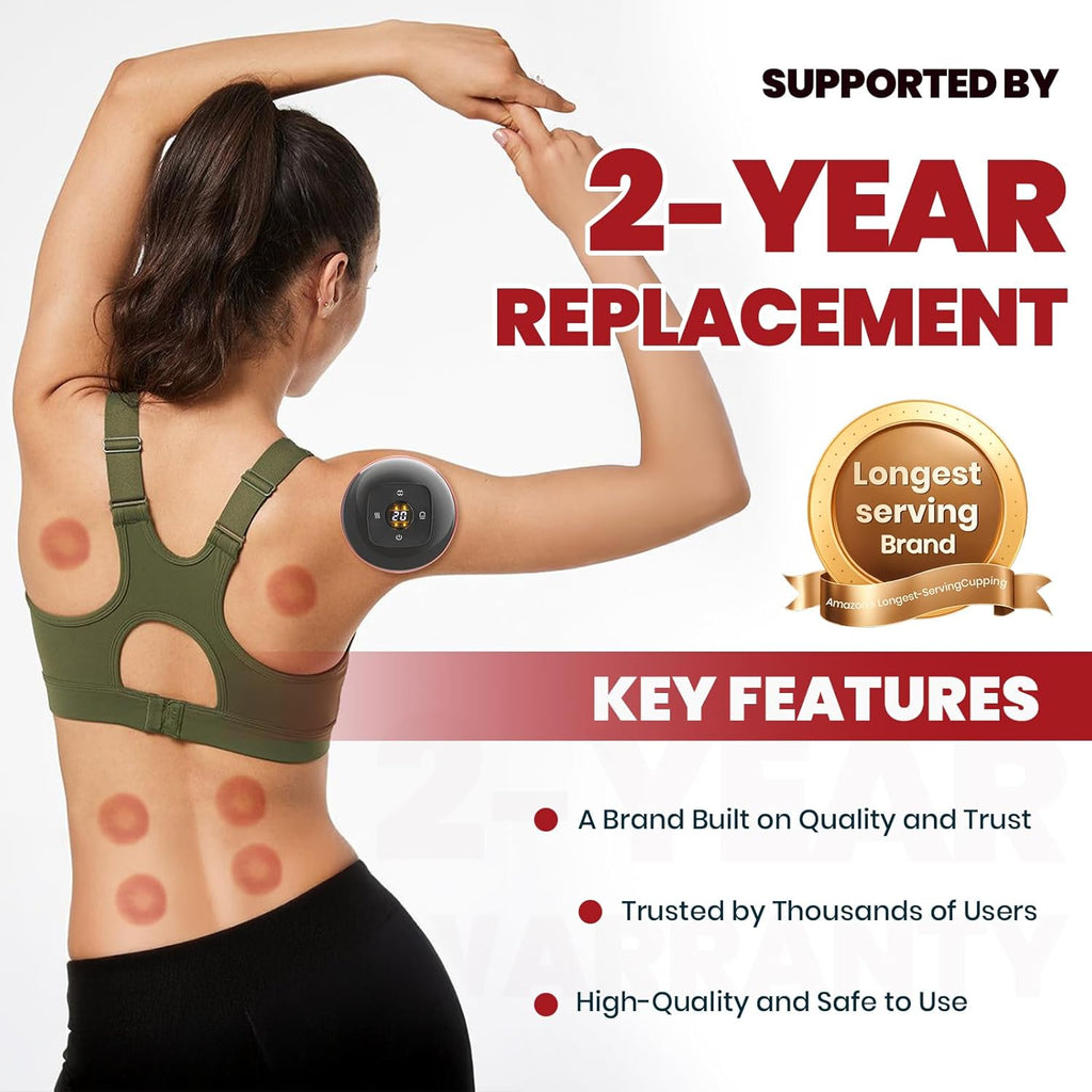 5-In-1 Smart Dynamic Cupping Therapy Set with 20-Level Heat & Suction, Cupping Kit for Massage Therapy, Electric Cupping Device with Red Light for Back Pain, Knots, Soreness Relief (Red)