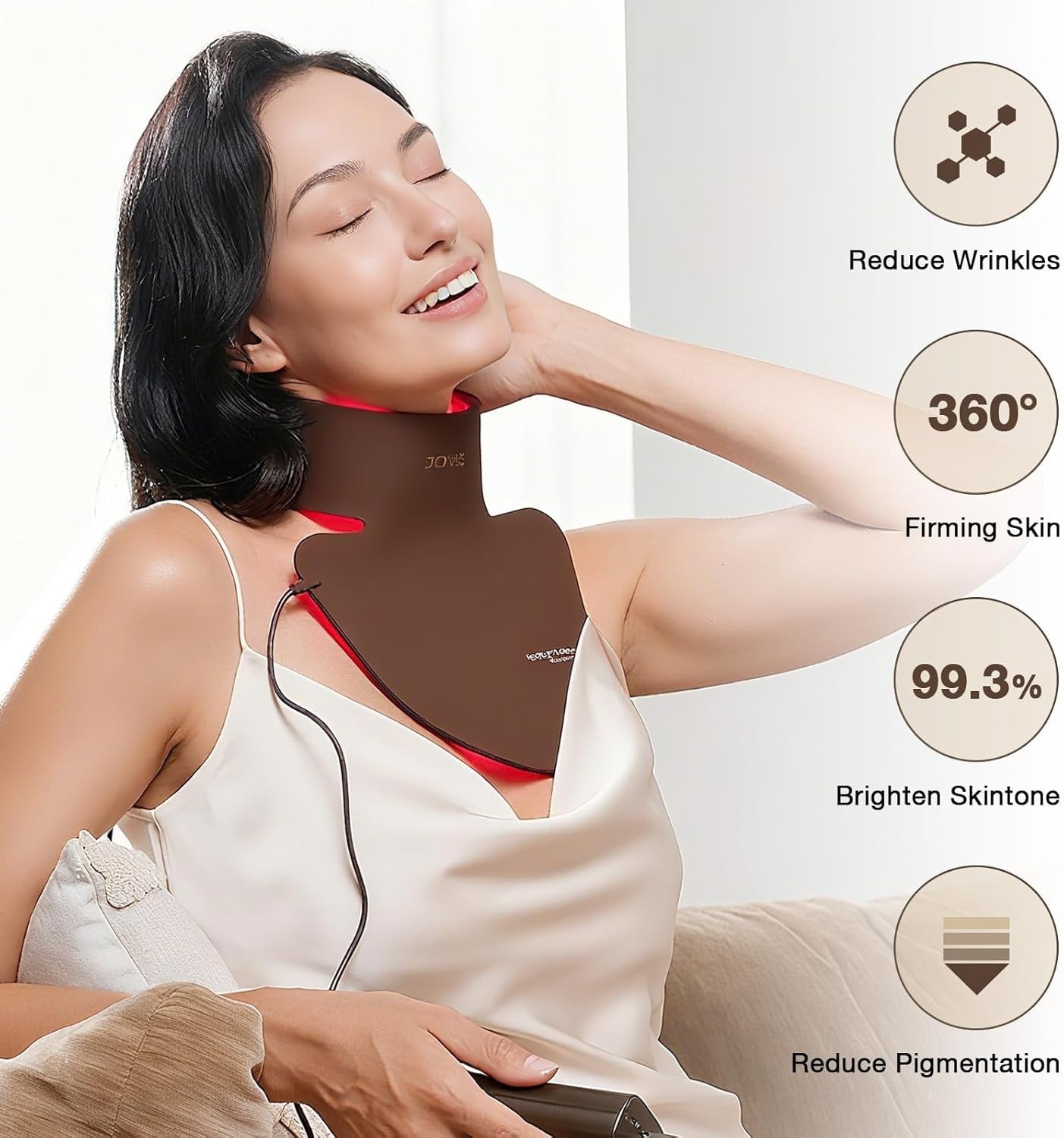 JOVS Red Light Therapy Neck & Chest Mask, LED Red Light Therapy for Neck, 66 LED