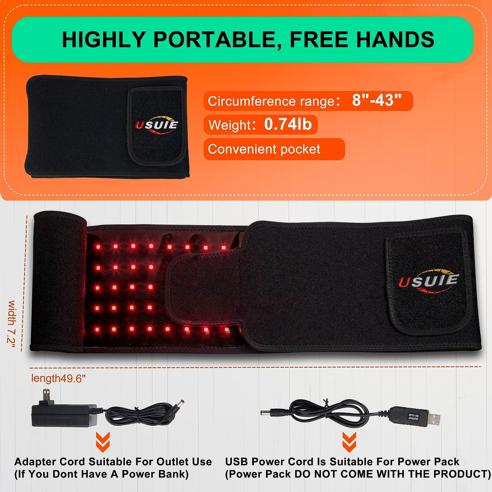 Usuie Red Light Therapy Belt, Infrared Light Therapy Wrap Red Light Th